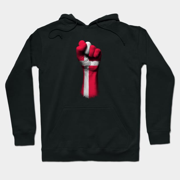 Flag of Denmark on a Raised Clenched Fist Hoodie by jeffbartels